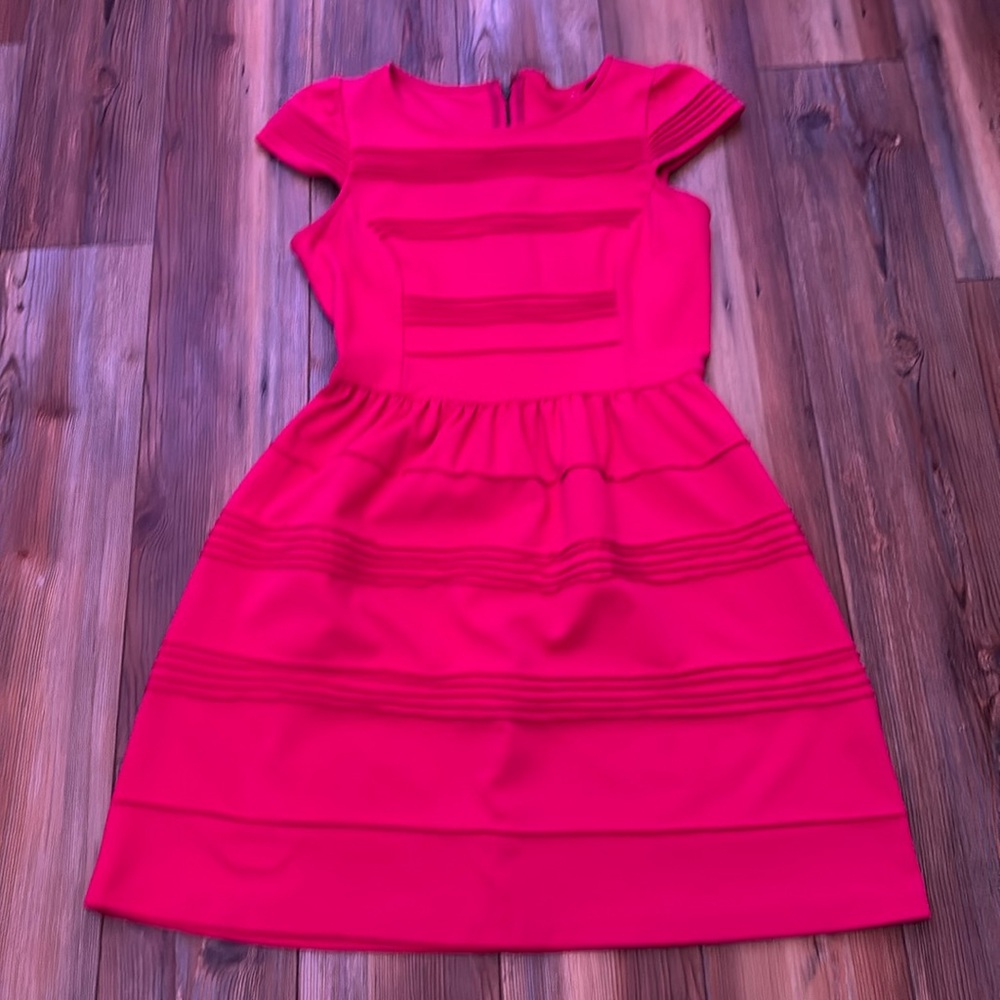 Elle Pintuck Fit Flare Ponte Dress